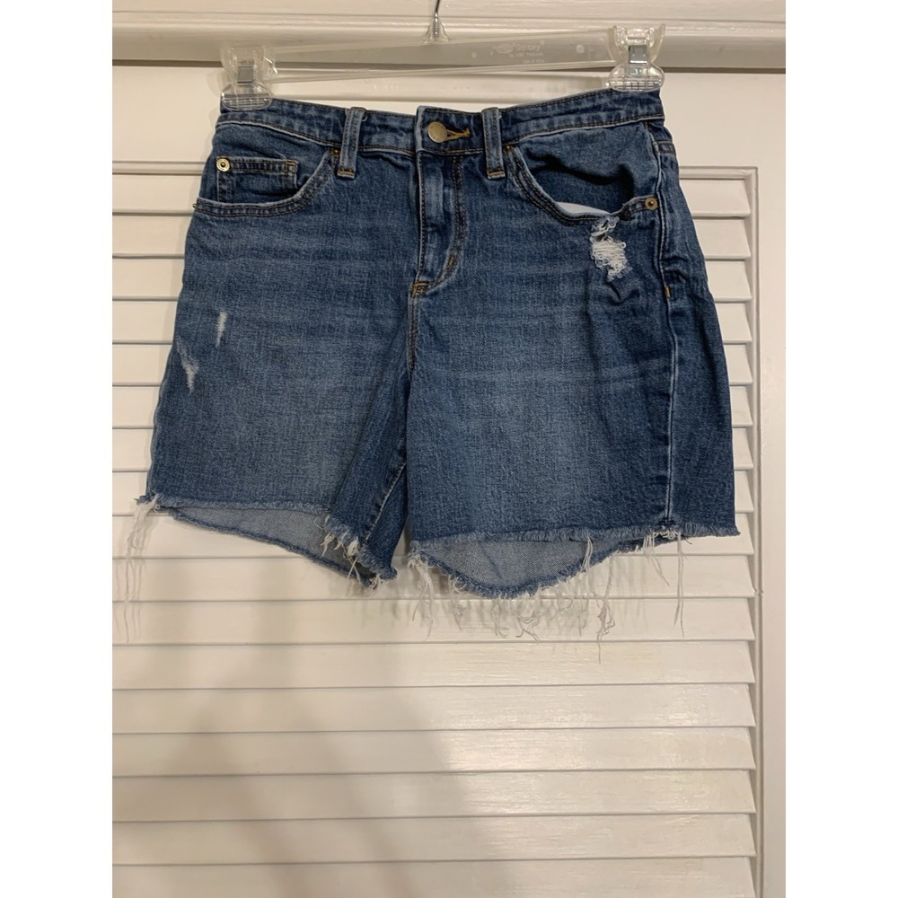 Vtg Universal Thread Dark Wash 90s Vibes Cutoff Denim Jorts Sz O MIDI Frayed